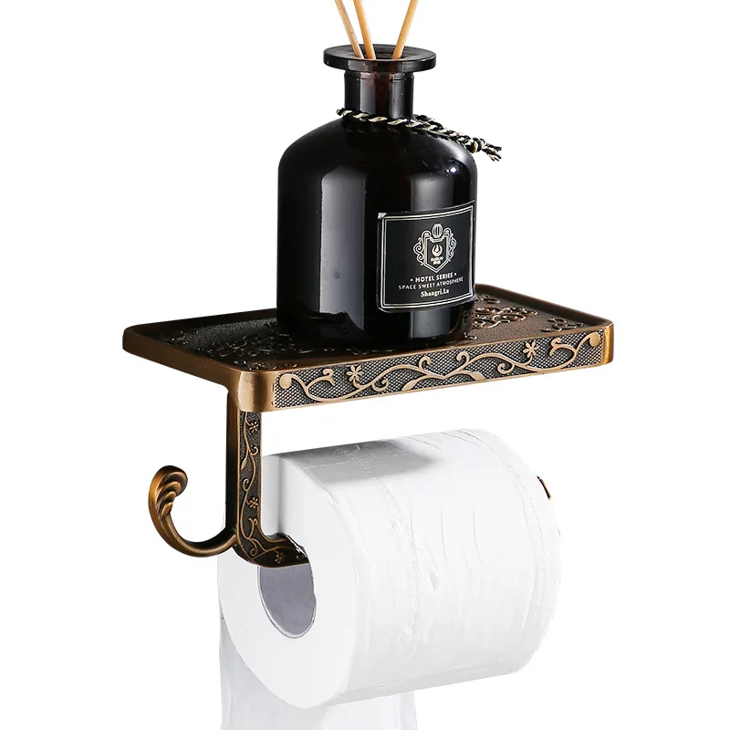 

Toilet Black And White with Pattern Tissue Holder Alumimum Vintage Mobile Phone Roll Stand European Style Tissue Box Storage She