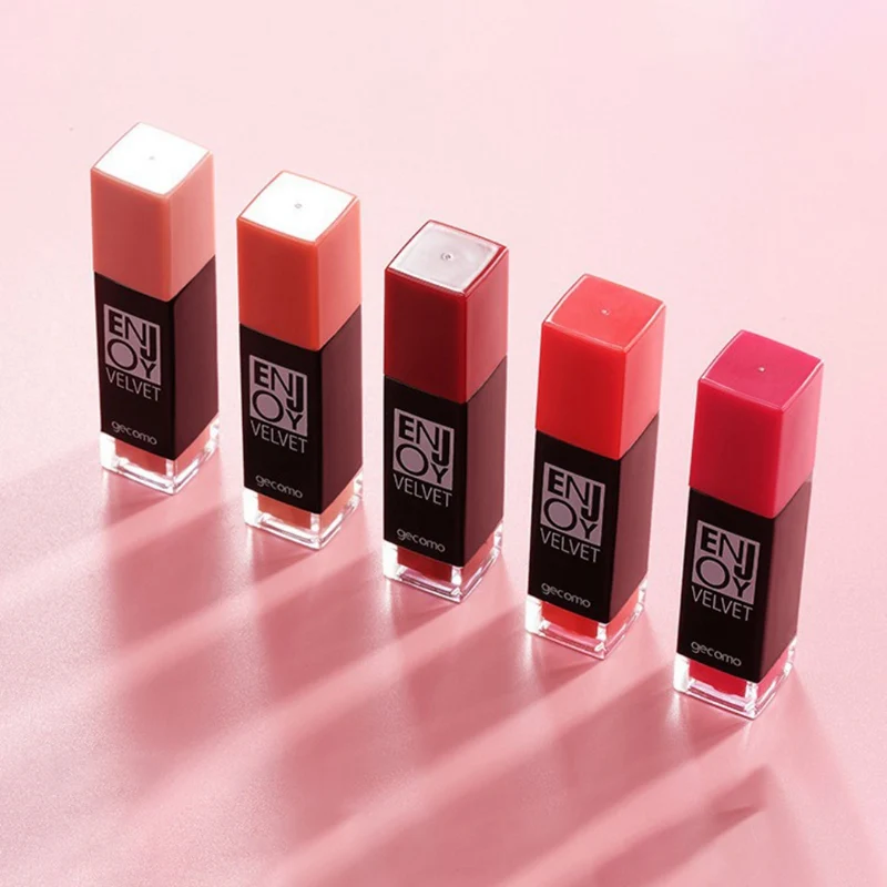 Valentine\'s Day 5 Color Matte Liquid Lip Tint Set Gift Box Velvet Long Lasting Lip Stick Lip Gloss