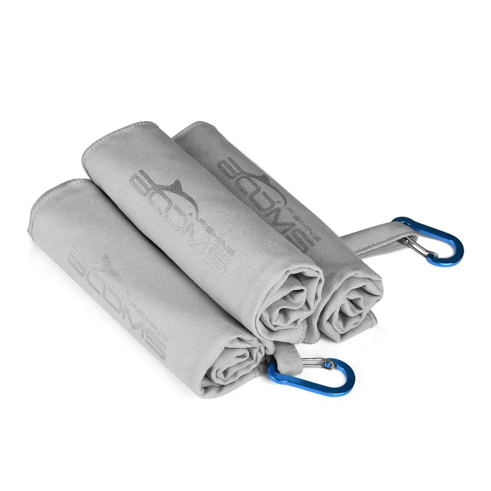 Gray -3pcs Бум Рыбалка B0T 3 шт. микрофибра рыболовное полотенце с зажимом, для приманки и зубчатой чистки оснастка для рыбалки - Цвет: Gray -3pcs