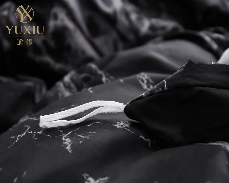 YuXiu, классический черный, розовый однотонный пододеяльник с принтом, комплекты постельного белья, Комплект постельного белья из 3 предметов, мраморное стеганое одеяло, 200x200 см, домашний текстиль