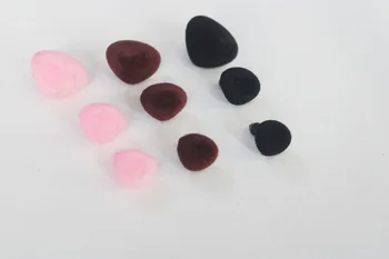 50pcs/lot pink/black/brown flocking  Triangular safety toy nose & soft washer for diy doll findings--color option 1