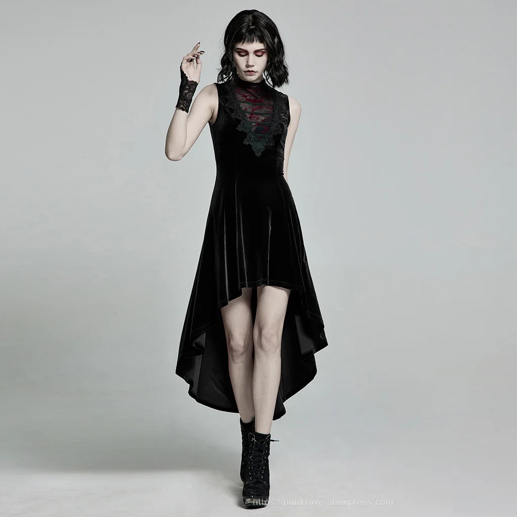 PUNK RAVE Women's Gothic Gorgeous Retro Irregular Hem