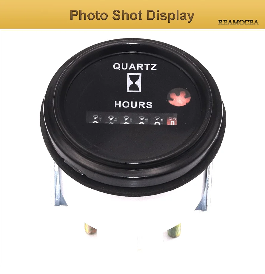 Reamocea Round Mechanical Hourmeter Hour Meter Counter Timer DC 12-36V Fit for Auto Car Boat Generator Diesel Gasolin Engine (9)