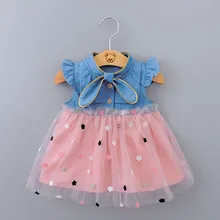 Летнее платье для маленьких девочек, детские платья для маленьких девочек, джинсовая одежда принцессы со звездами, подарок на день рождения, vestido infantil