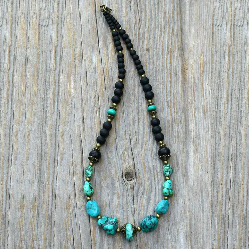 turquoise necklace for men / bohemian necklace / Turquoise gemstone necklace / jewelery for men / cool necklace for men - Image 5
