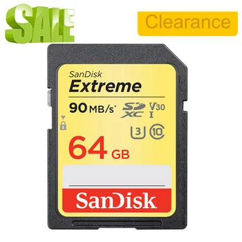 

SanDisk Extreme Class10 SD Card 32GB 64GB 128GB Carte SD Scheda 4K UHD C10 U3 V30 Memory Card Cameras Flash Card 90MB/s