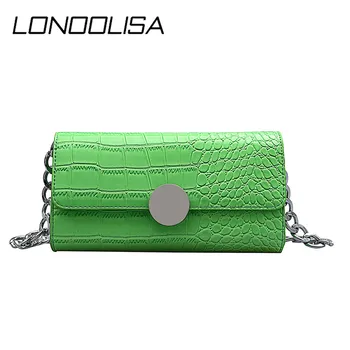 

Fashion Crocodile Pattern Crossbody Shoulder Bags Solid Color Leather Small Bags For Women 2020 Summer Chain Flap Bag Sac A Main