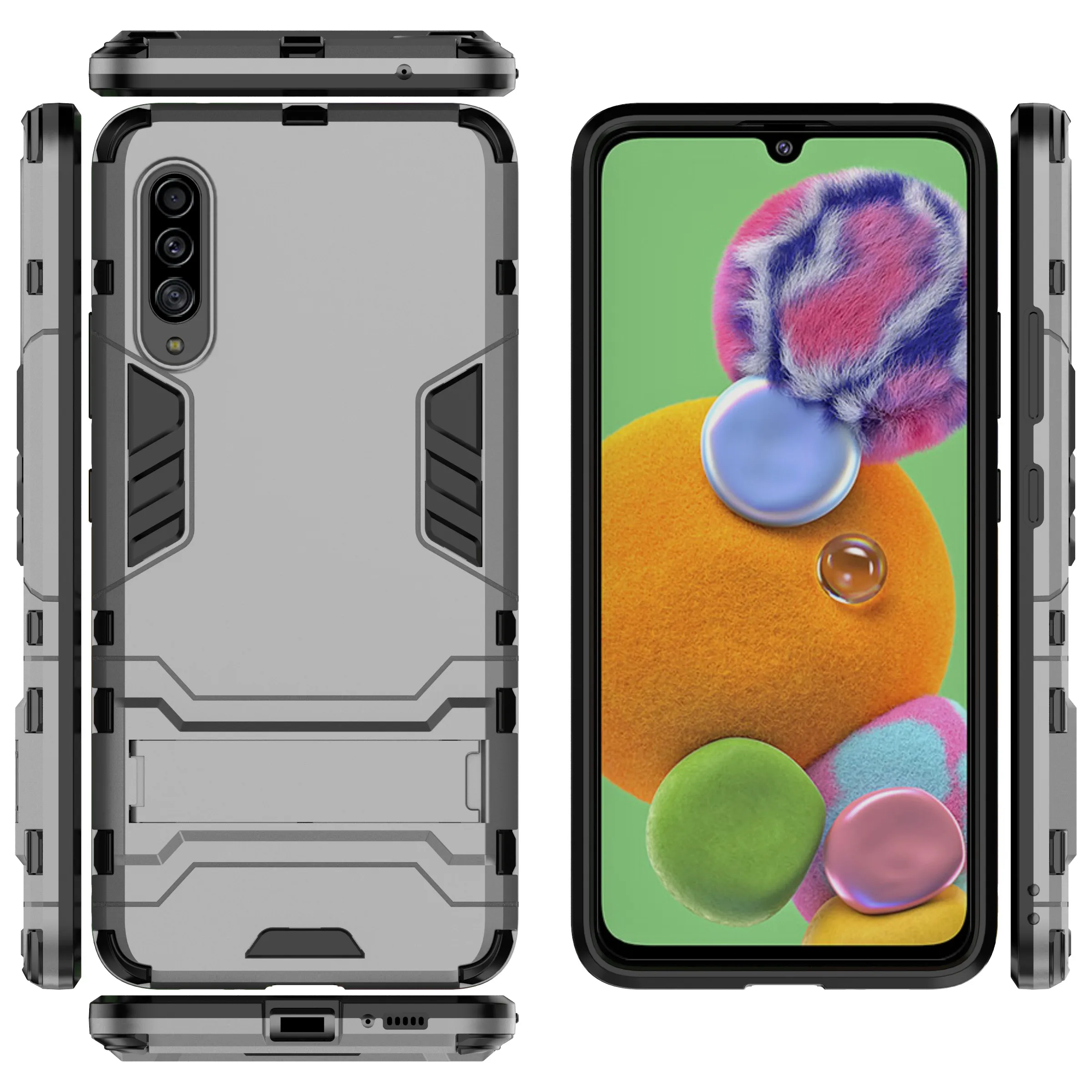 Чехол-бампер для samsung Galaxy A90, 5g, Tpu& Pc, чехол с роботом для samsung A90, 5g, чехол для телефона, подходит для A 90, 5g, 6,7 дюйма - Цвет: Серый