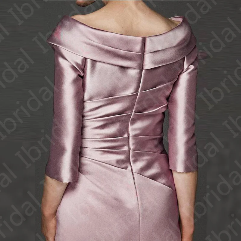 Modern Simple Mother of Bride Dresses Plunge V Neckline Dress Knee Length Groom Gowns 3/4 Sleeves mother bride dresses
