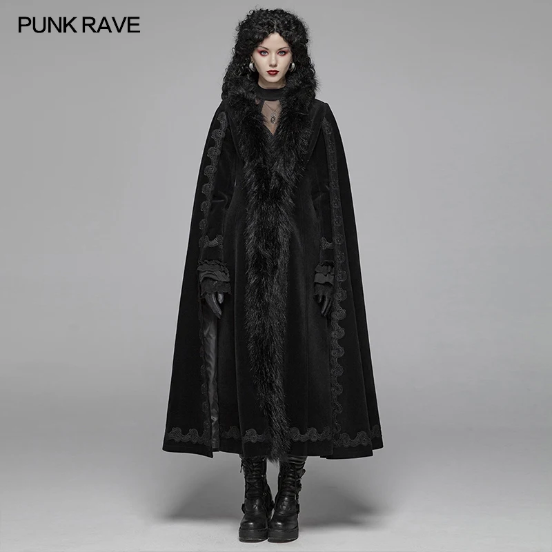 Женский Винтажный Длинный Тренч PUNK RAVE готический эффектный для вечеринки