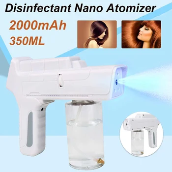 

Dropshipping Wireless Electric ULV Disinfection Sprayer Hair Nanos Steam Spray Guns Blue Light Fogger Mist Trigger 1300W 350ml