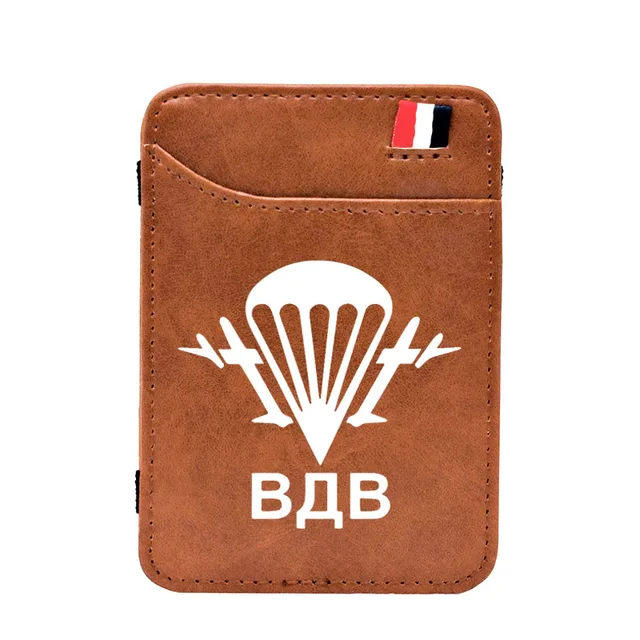 Cool FSB The Federal Security Service of the Russian Leather Card Holder Magic Wallet Fashion Men Women Short Purse BE864-Brown