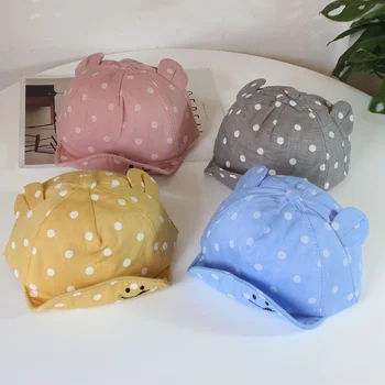 

Infant Hat Soft Along the Printed Dots Spring and Summer Children's Photography Baseball Cap Boy Girl Baby Smiley Ears Cap