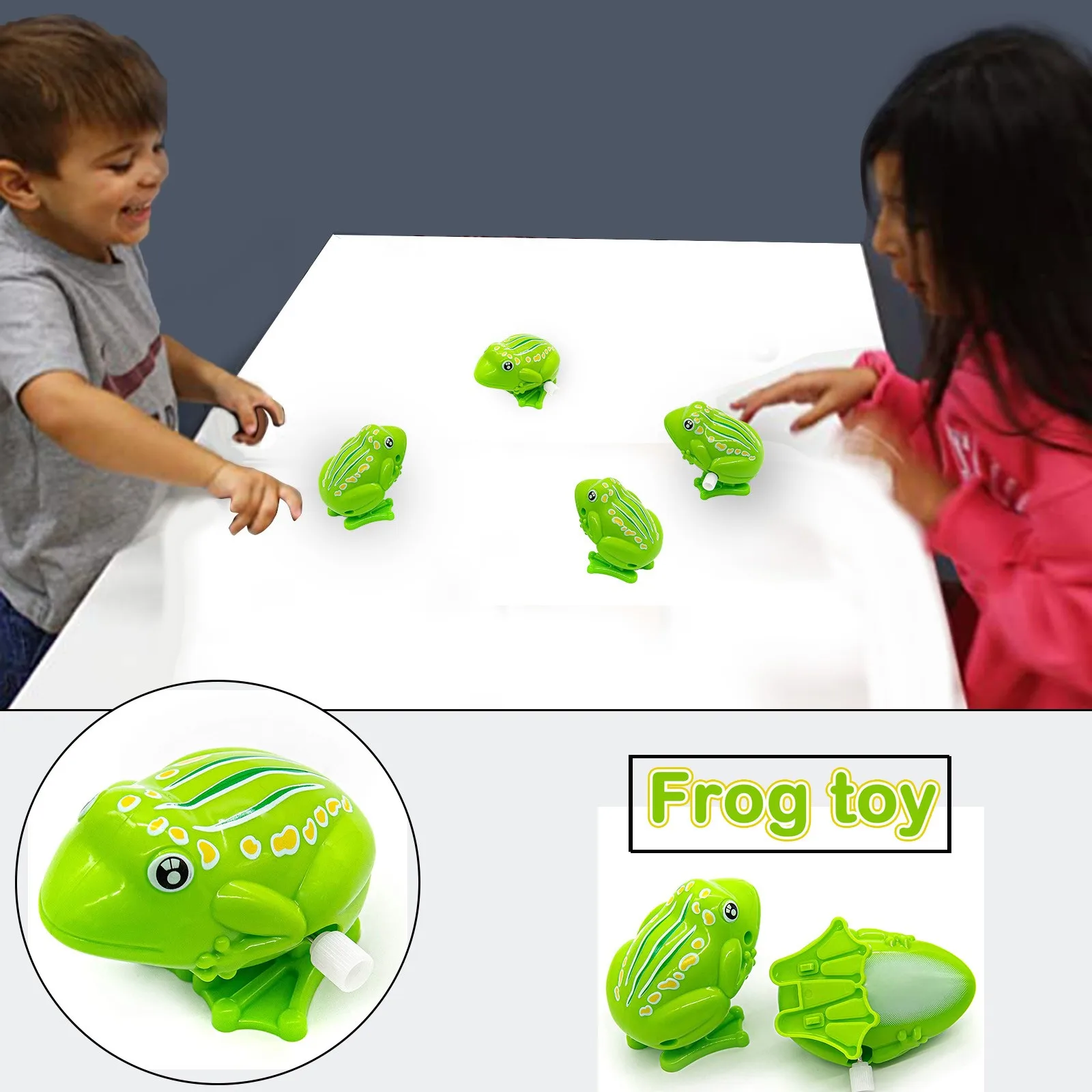 Cute Green Jumping Animal Toys Wind Up Clockwork Baby Toys Classic Educational Interactive Game Wind Up Toy For Children Gift