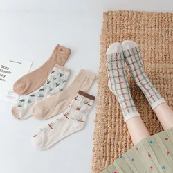 Spring And Summer Women'S Socks Personality Ins Tide Socks Brown Thin Net Gauze Socks Cute Cartoon Cotton Socks