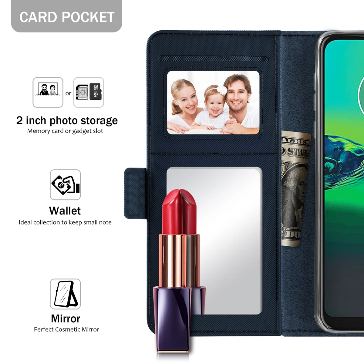 Wallet Case For Motorola Moto G8 Plus G8 Play Phone Cover PU Leather Flip Stand Card Slots Case with Mirror For Moto G8 Plus