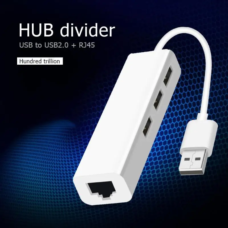Горячая Распродажа usb-хаб износостойкий твердый 3 USB2.0 концентратор 100 м RJ45 Внешний сплиттер сетевой адаптер конвертер для ПК ноутбука