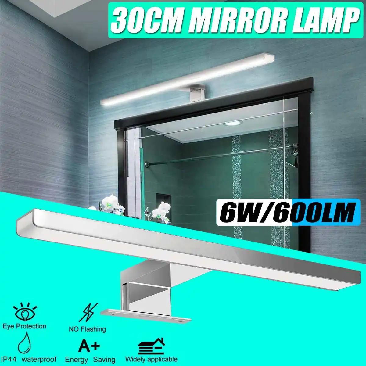 

6W 600LM Indoor Led Wall Light Mirror Wall Lamp White 30cm Waterproof Aluminum Lighting Bathroom Restroom Mirror Makeup light