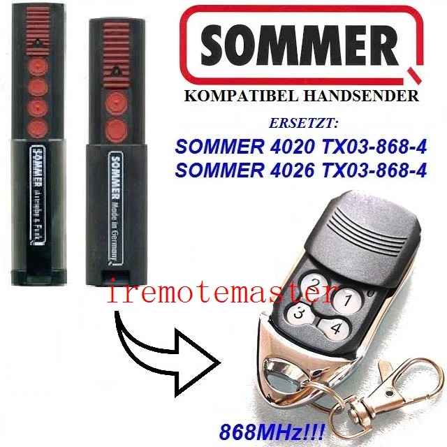 

Universal Garage Door Sommer 868mhz Remote Control for Sommer Henderson 4020/4025/4026 868 Mhz