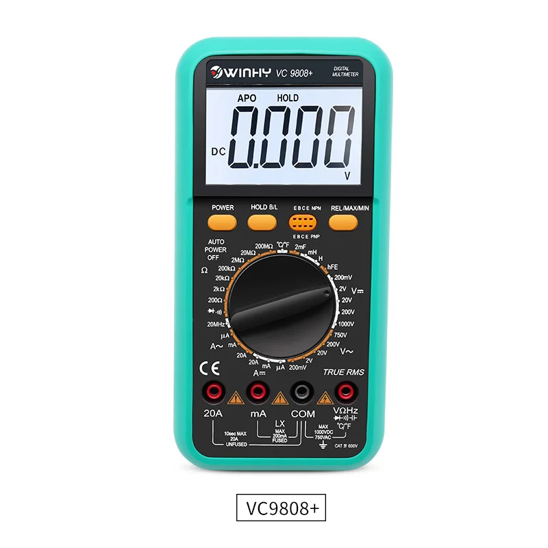 VC9808 / 9807A Цифровой мультиметр AC / DC750 / 1000В Вольтметр Амперметр Ом Тестер с подсветкой Большой экран Электрик True RMS meter - Цвет: VC9808