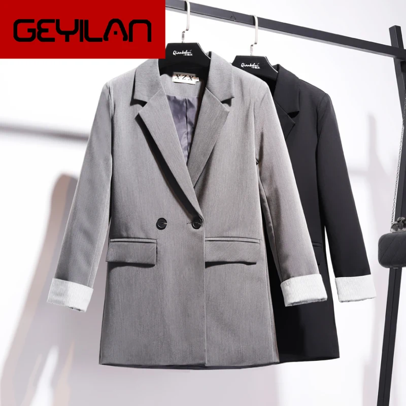 

Temperament retro women's jacket suit Autumn new double-breasted slim long-sleeved blazer female Office jacket high quality 2019