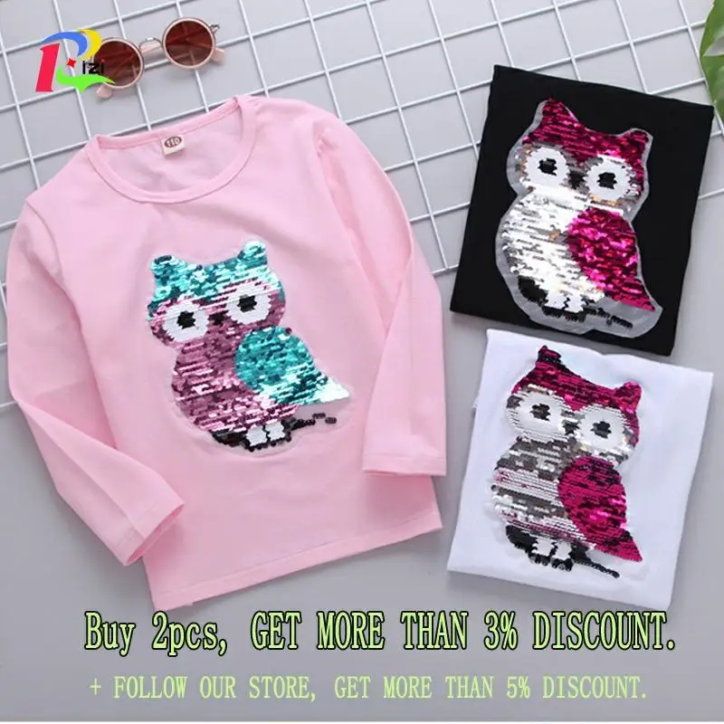 

2019 Summer Fashion Color Changing Clothes Demi Flip Sequin Girls T-shirt Children's Short Sleeve Tops Kids Cotton Tees