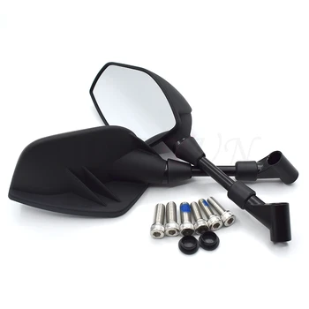 

Black universal 8mm 10mm motorcycle rearview mirror white glass for Kawasaki Ninja ZX6R ZX6RR ZX636 ZX7R ZX9R ZX10R ZX14R