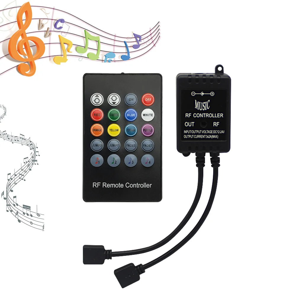 

20 Key Music Led Controller RF Sound Sensor Remote 12V-24V RGB Controller Strip Controller For RGB 5050 3528 2835 SMD LED Strip