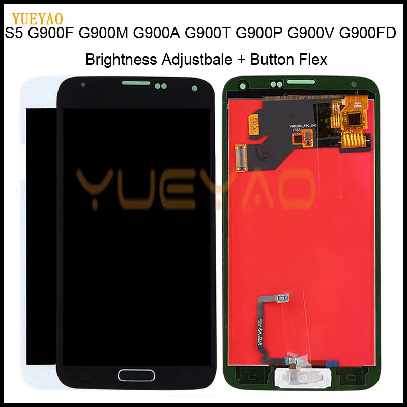 ЖК дисплей для Samsung Galaxy S5 I9600 G900F G900M сенсорный экран G900A G900T G900P G900 с кнопкой