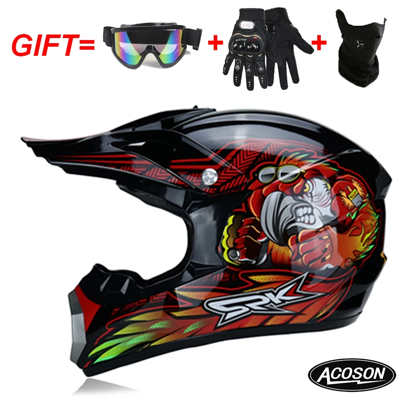 Motorcycle cross motorcycle helmet for motorcycle helmet down MTB DH off road motorcycle cross racing helmet point with goggles - Цвет: 8