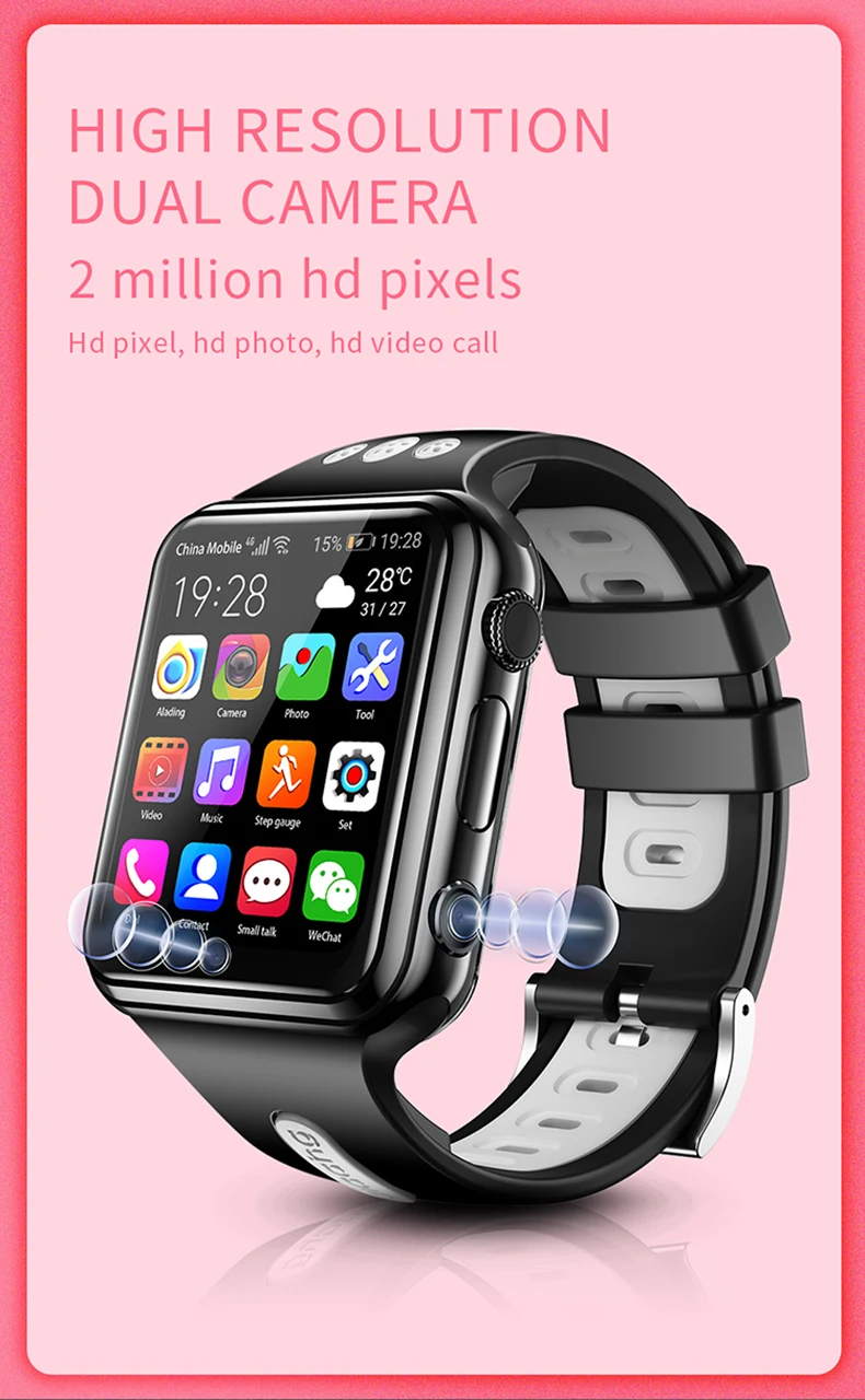 Smart 4G GPS Kids Students Bluetooth Music Camera Wristwatch Video Call Monitor Tracker Location Google Play Android Phone Watch