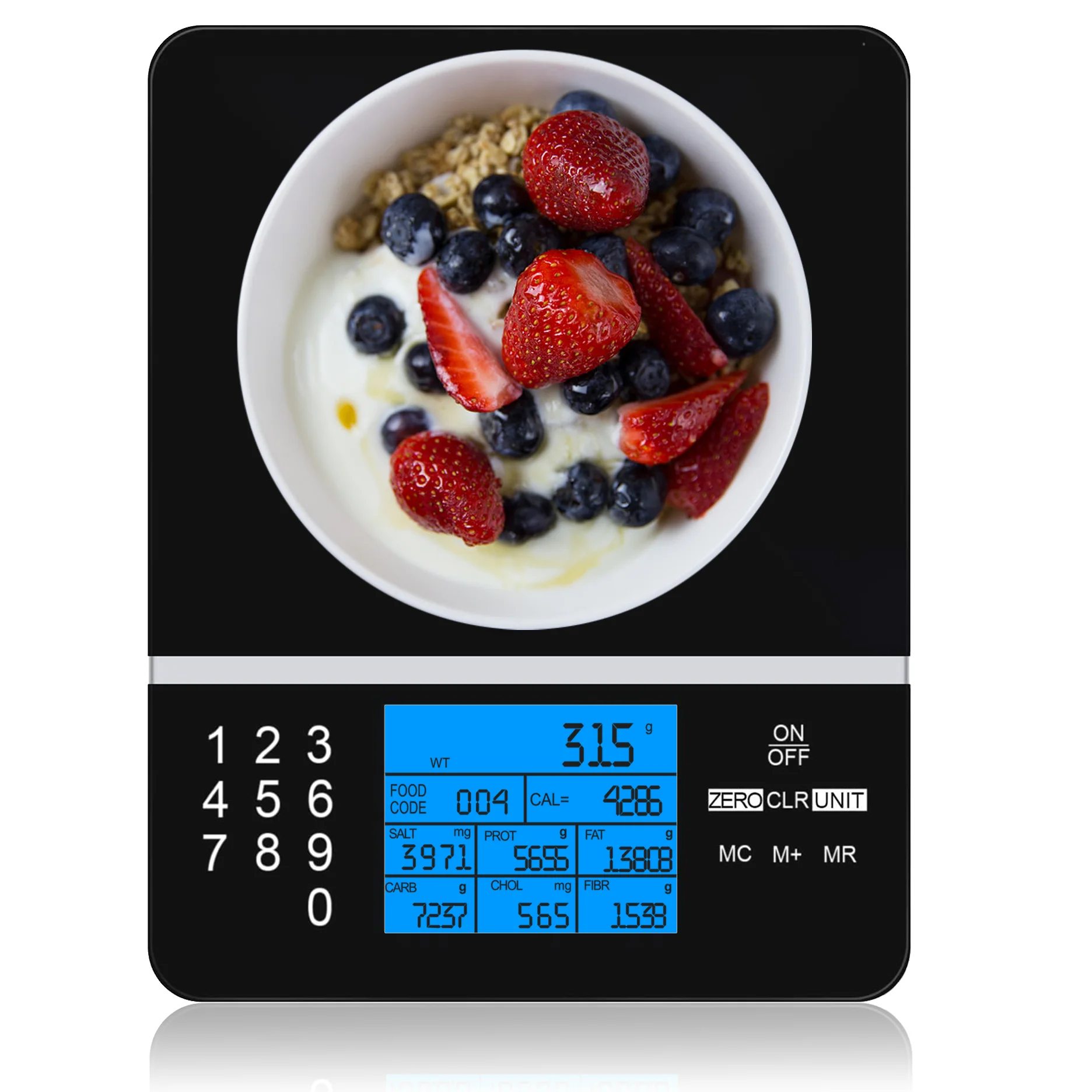 Food Scale With Nutritional Calculator, Digital Display Nutrition Calorie Calculating Meal Prep Kitchen Baking Weight Loss Accurate Weighing Units Lbs Gram