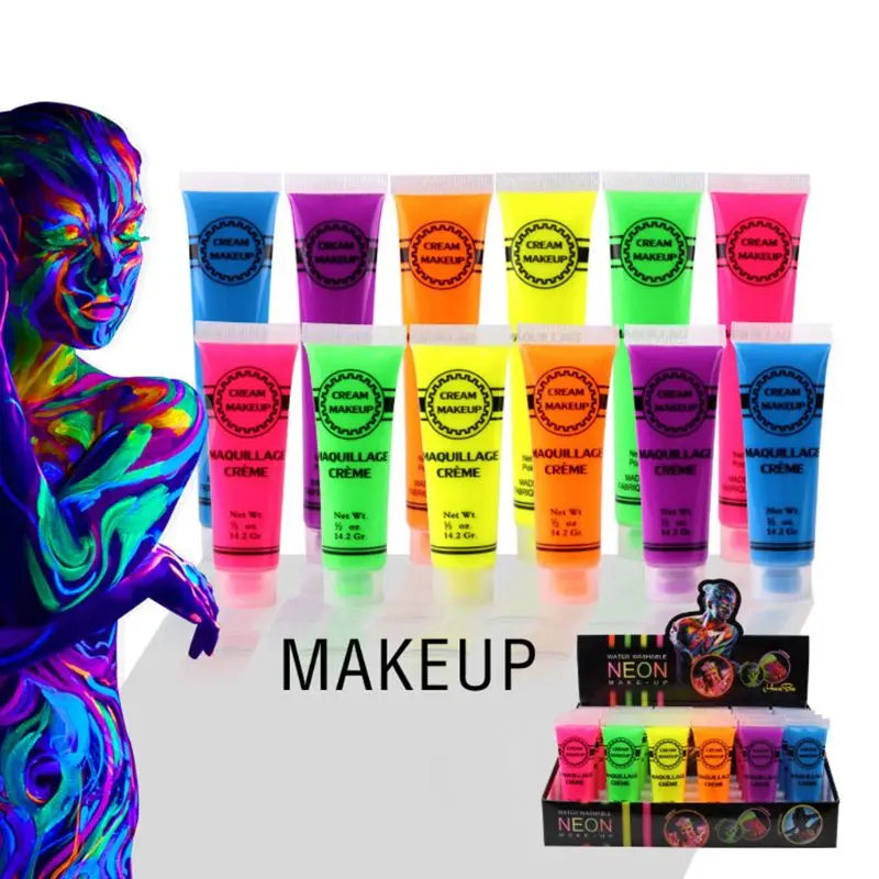 6 шт. набор краска для лица и тела неоновая светится в темноте для Rave Festival вечерние пигментные пудры