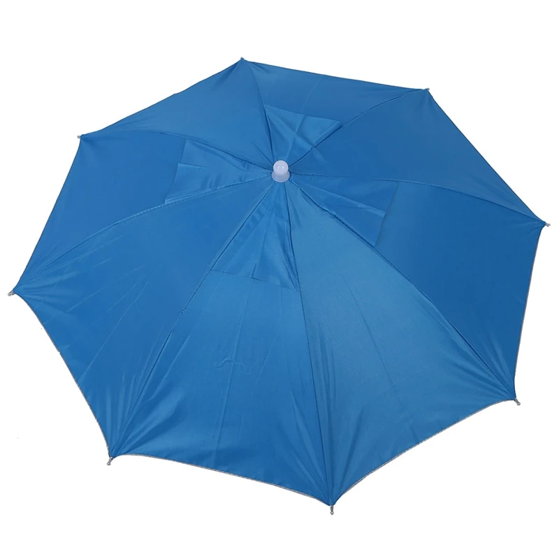 Sky Blue Folding Umbrella Hat with Adjustable Headband& Pink Outdoor Sports Fishing Umbrella Hat Headwear