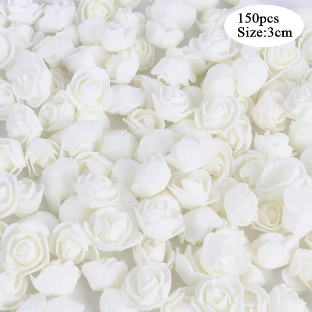 150pcs flower white Полистирол пенополистирол LEDFoam Медведь Форма искусственный цветок голова Роза DIY Мишка бант ленты Свадьба День рождения подарок декор - Цвет: 150pcs flower white