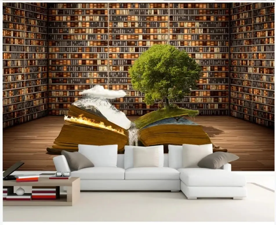 

custom wallpaper for walls 3 d for living room bookshelf wallpapers living room TV sofa background wall