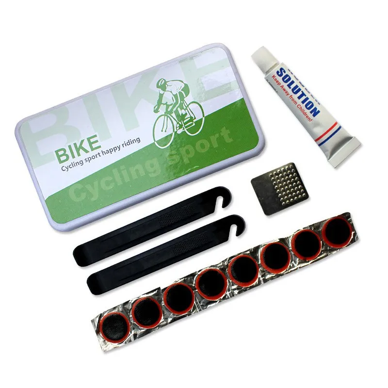 

Mountain Bike Bicycle Repair Tools Emergency Tire Fix Kit Cycling Flat Tire Repair Glueless Self Adhesive Patch Glue Lever Sets