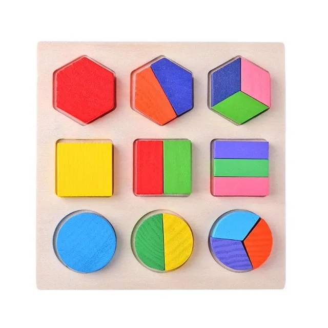 Деревянные геометрические формы головоломка Монтессори Сортировка математические кирпичи дошкольного обучения обучающая игра для малышей игрушки для детей - Цвет: B