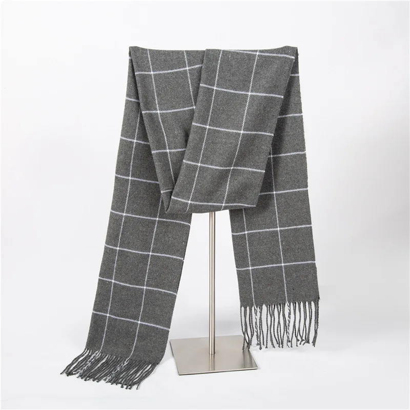 Luxury Brand Winter Men Cashmere Scarf Black White Plaid Scarves Pashmina Shawl Casual Blanket Tassel Wraps Man Business Foulard male scarf