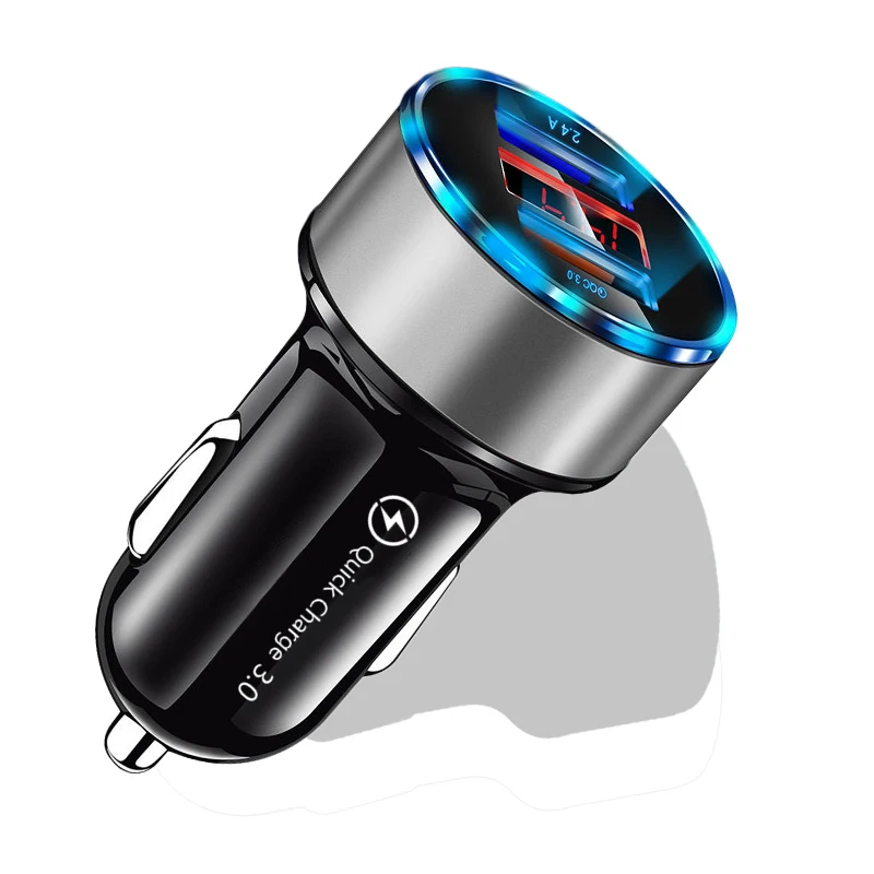 Автомобильное зарядное устройство Mini Dual USB, универсальное зарядное устройство Quick Charge 4,0 3,0 3.1A, быстрое зарядное устройство для мобильного телефона s для S9 планшета, gps, автомобильное зарядное устройство - Тип штекера: Silver