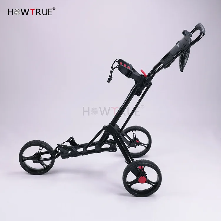 Multi-Functional Golf Car Cart Collapsible 3 round Push Cart Push Pull Golf Trolley Folding 3 Wheel
