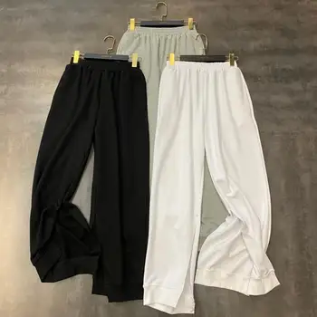 

2020 Cool Trousers Wide Leg Pant Split Side Pin Leg Elastic Waist Wide Leg Casual Pants