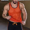 Men Tank Tops Mesh Patchwork See Through Breathable Sleeveless Casual Vests 2021 Summer Sexy Streetwear Men