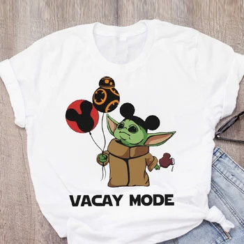 

Women Cartoon Vacay Mode Holiday Summer Baby Yoda PrintingFashion Lady Clothing Tops T-Shirt Shirt Tee Female T Shirt Tees