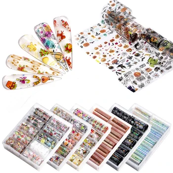 

10Pcs Christmas Style Nail Art Stickers Water Decal Slider Santa Claus Snowman Decoration Halloween Manicure Nail Wraps Decals