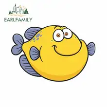 EARLFAMILY 13cm x 8.7cm Fish Vinyl Cartoon Fine Decal Funny Car Stickers Bumper Trunk Truck Graphics JDM Vinyl Wrap Accessories