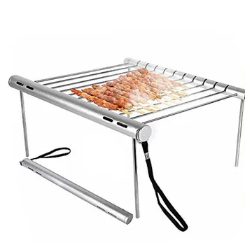 

1PC Foldable Stainless Steel BBQ Grill Rack Portable Camping Mini BBQ Grill Rack Barbecue Accessories For Home Outdoor Use 66CY