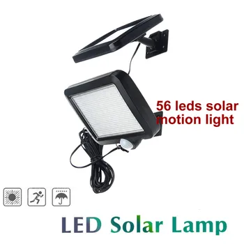 

56 leds solar light led lamp split solar panel motion radar waterproof garage patio lantern security deck fence decor emergency
