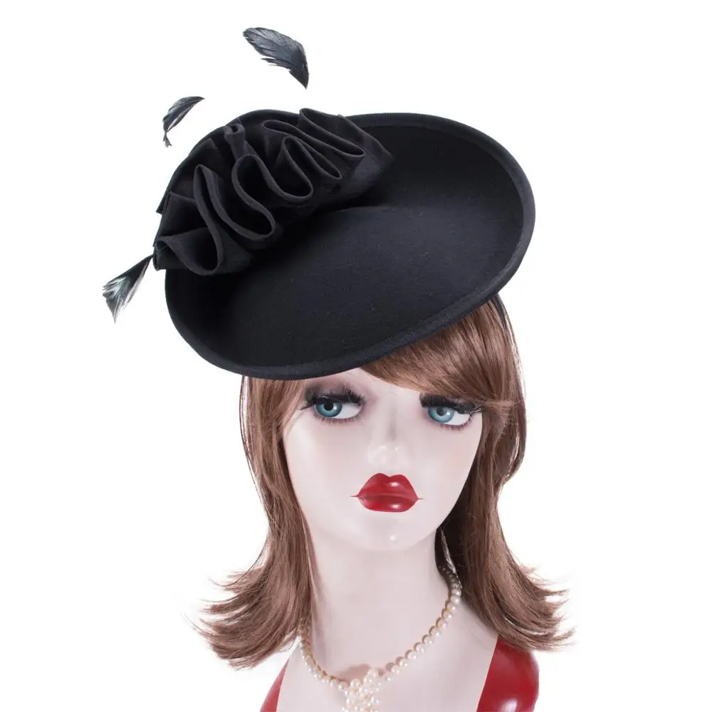 

Lawliet Womens Vintage Look Wool Felt Saucer Headpiece Fascinator Cocktail Bridal Hat A573