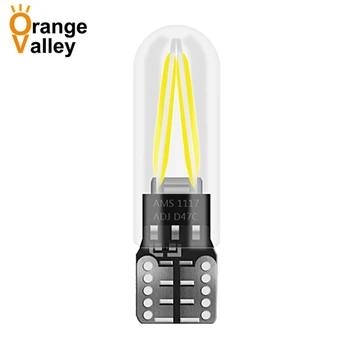 

100Pcs T10 W5W LEDs 194 501 Filament COB Glass Car Light Auto reading light Wedge Door Instrument Side Bulb Lamps DC 12V